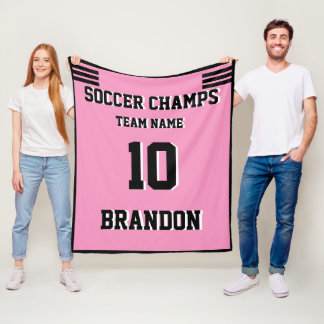 Soccer Fleece Blanket pink personalised player
