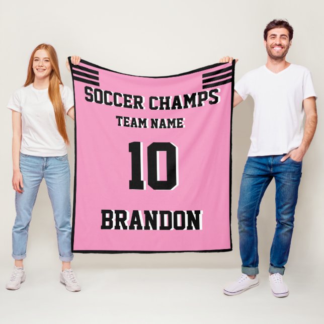 Soccer Fleece Blanket pink personalised player     (In Situ)