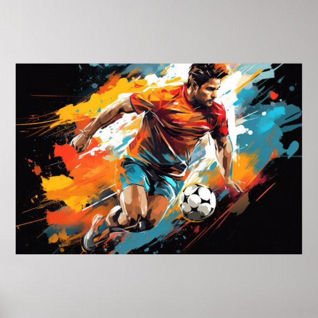Soccer Football Action Sport Painting Abstract Art Poster (Front)