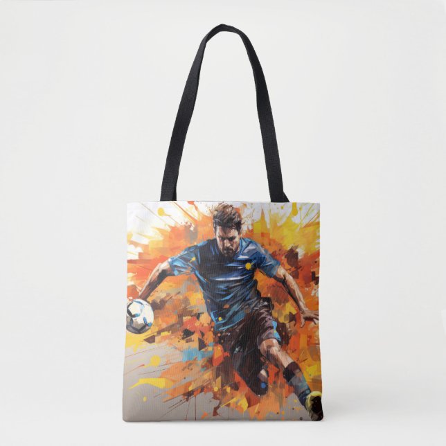 Soccer Football Action Sport Painting Abstract Art Tote Bag (Front)