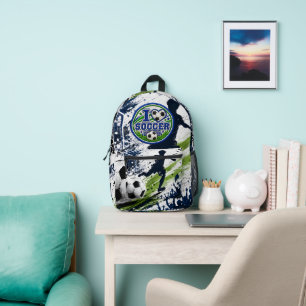 Soccer Football Backpack Blue Green Sports Bag