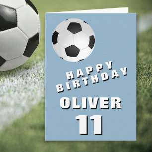 Soccer Football Ball Blue Happy Birthday Card