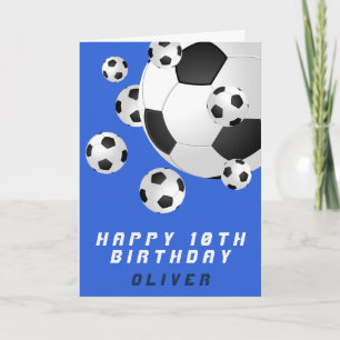 Soccer Football Ball Blue Kids Boy Happy Birthday Card