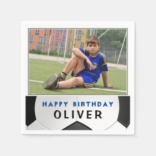Soccer Football Ball Boy Photo Birthday Party Napkin