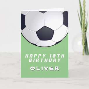 Soccer Football Ball Green Boy Happy Birthday Card