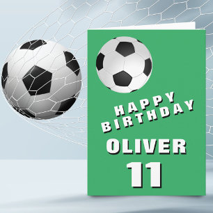 Soccer Football Ball Green Happy Birthday Card