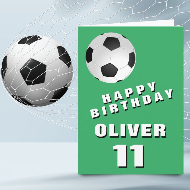 Soccer Football Ball Green Happy Birthday  Card (Creator Uploaded)