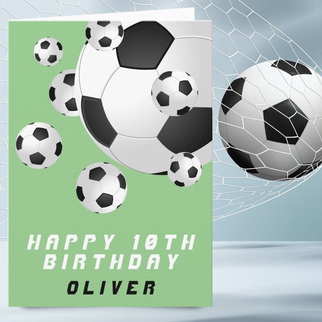 Soccer Football Ball Green Kids Boy Happy Birthday Card (Creator Uploaded)