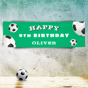 Soccer Football Ball Green Sports Birthday Party Banner