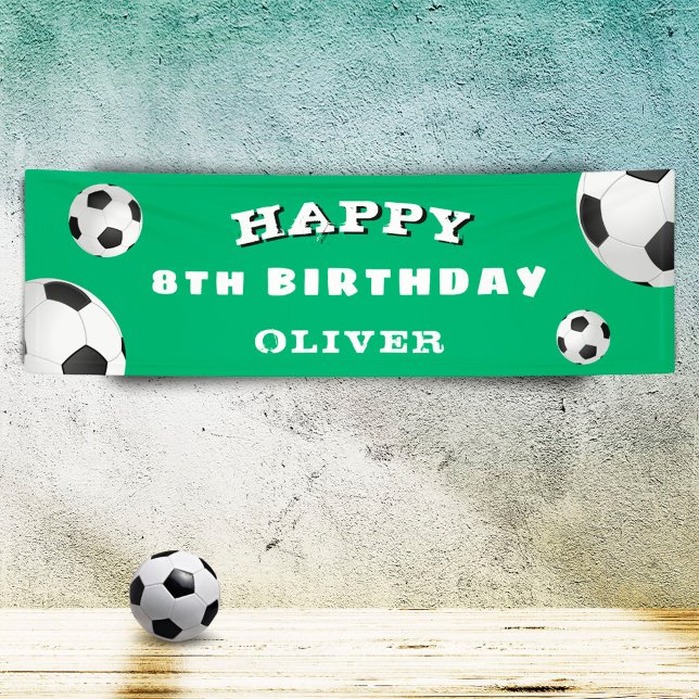 Soccer Football Ball Green Sports Birthday Party Banner (Creator Uploaded)
