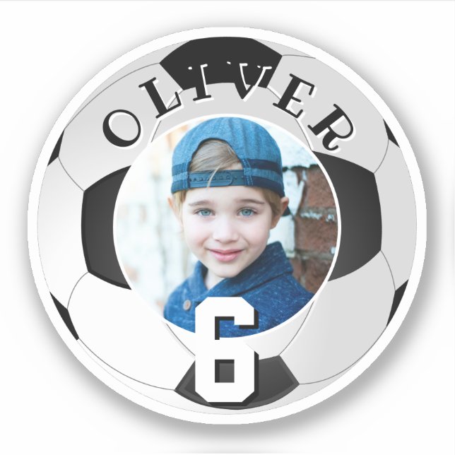 Soccer Football Ball Kids Birthday Age Photo (Front)