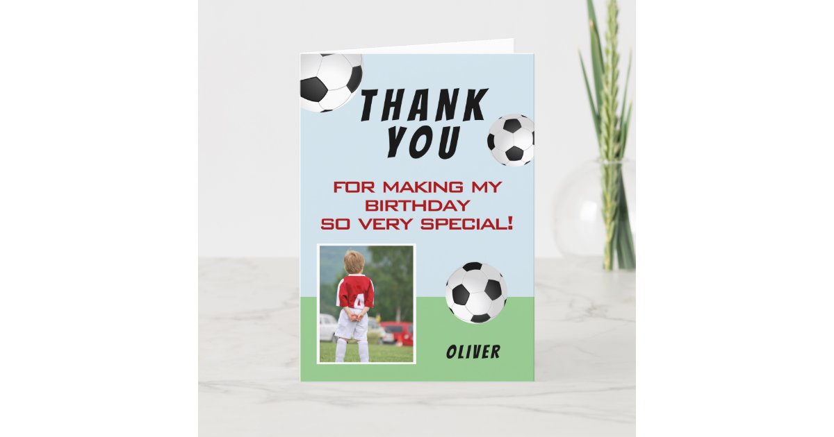 Soccer Football Ball Sports Kids Birthday Photo Thank You ...