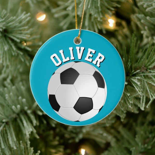 Soccer Football Balls Kids Name Christmas  Ceramic Tree Decoration (Tree)