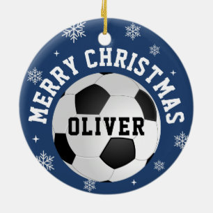 Soccer Football Balls Kids Name Christmas  Ceramic Tree Decoration