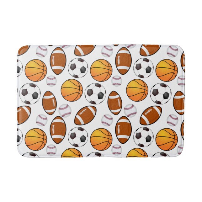 Soccer Football Baseball basketball Sports theme Bath Mat (Front)