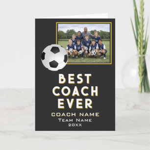 Soccer Football Best Coach Ever Team Photo Thank You Card