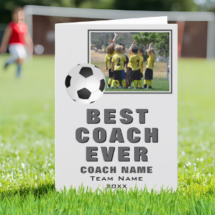 Soccer Football Best Coach Ever Team Photo Thank You Card
