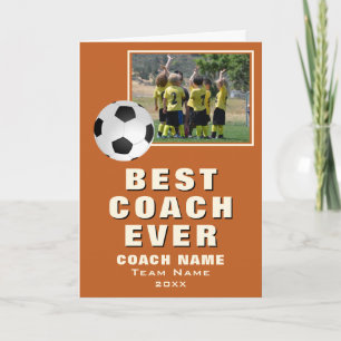 Soccer Football Best Coach Ever Team Photo Thank You Card