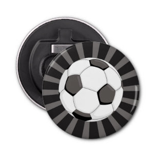Soccer Football Black Grey Rays Sports Bottle Opener