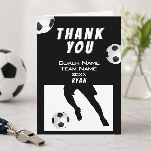 Soccer Football Black Thank you Coach Card
