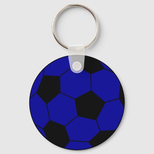 Soccer football blue and black key ring (Front)