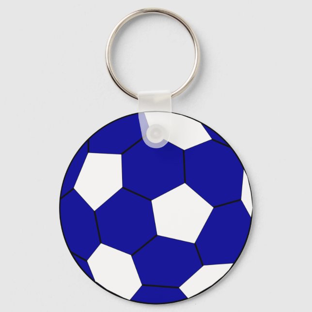 Soccer football blue and white key ring (Front)