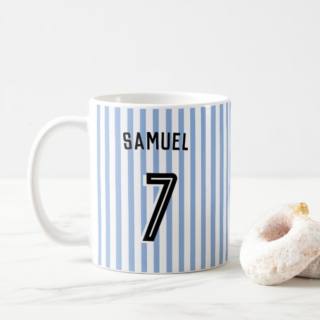 Soccer Football Boy Custom Player & Number Coffee Mug (With Donut)