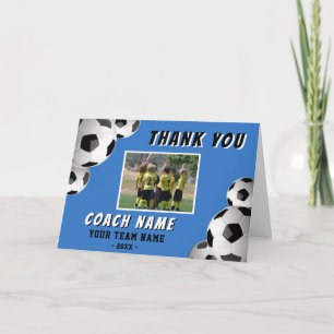 Soccer Football Coach Name Photo Thank You Card