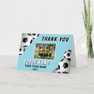 Soccer Football Coach Name Photo Thank You Card