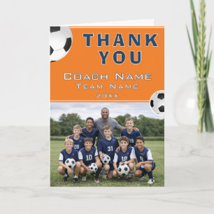 Soccer Football Coach Team Photo Thank You Card
