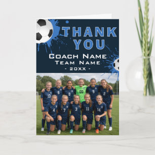 Soccer Football Coach Team Photo Thank you Card