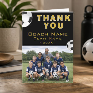 Soccer Football Coach Team Photo Thank You Card
