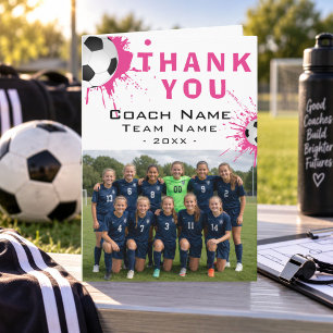 Soccer Football Coach Team Photo Thank you Card
