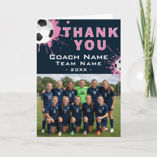 Soccer Football Coach Team Photo Thank you Card