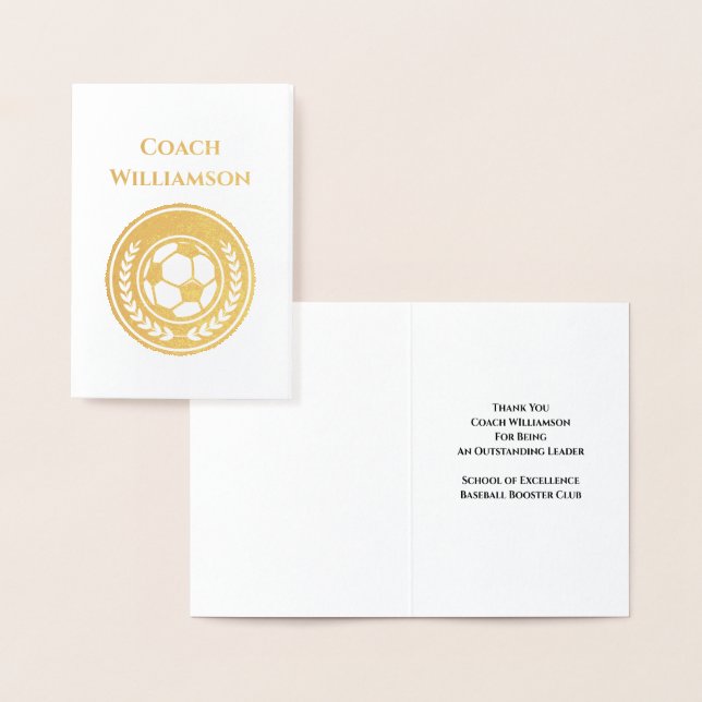Soccer Football Coach Thank You Foil Card (Display)
