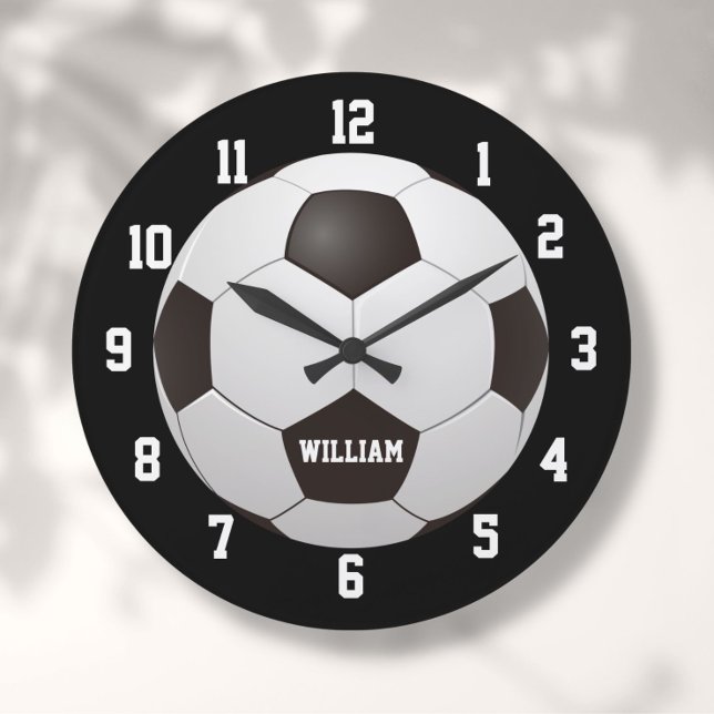 Soccer Football Custom Name Large Clock (Creator Uploaded)