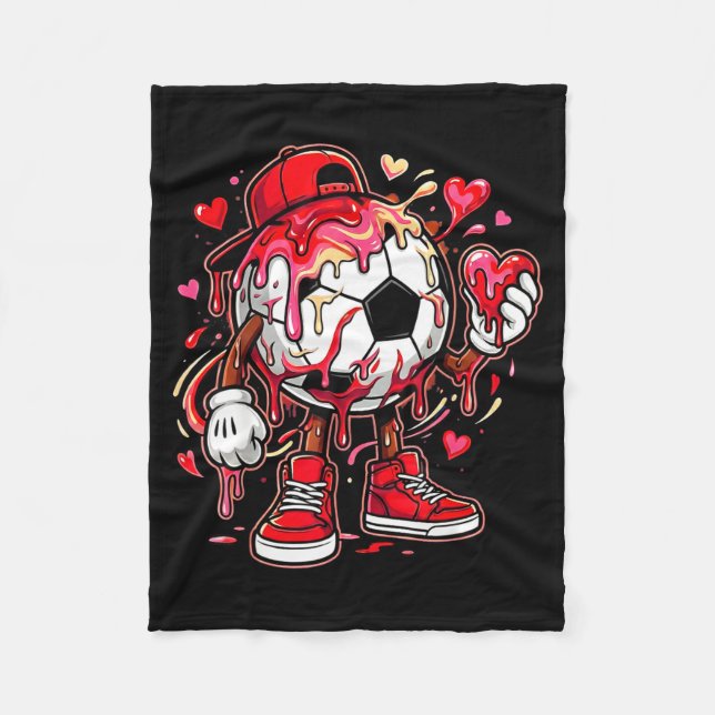 Soccer football drip heart icecream happy fleece blanket (Front)