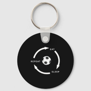 Soccer Football Eat Sleep Repeat Sports Fan Saying Key Ring