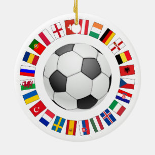 Soccer Football European Championship 2016 Ceramic Tree Decoration