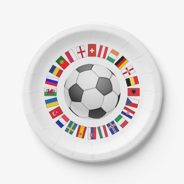 Soccer Football European Championship 2016 Paper Plate (Front)