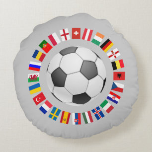 Soccer Football European Championship 2016 Round Cushion