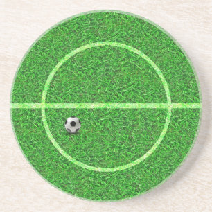 Soccer Football Field Ball - Sandstone Coaster
