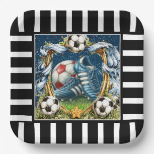 Soccer - Football Frame Paper Plate