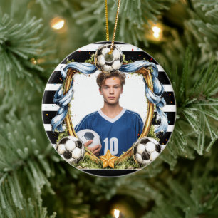 Soccer - Football Frame Plaque Ceramic Tree Decoration