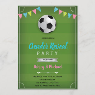 Soccer football gender reveal invitation