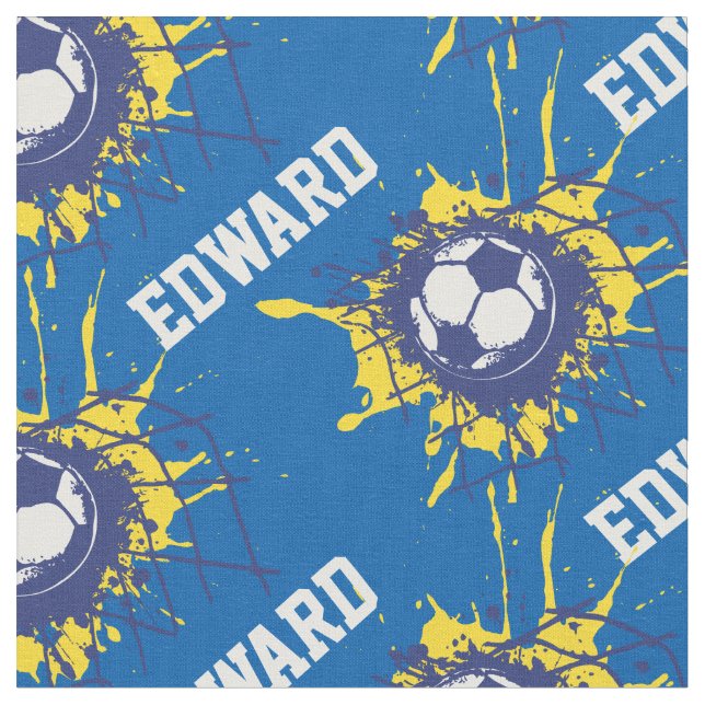 Soccer football goal custom name pattern fabric (Close Up)