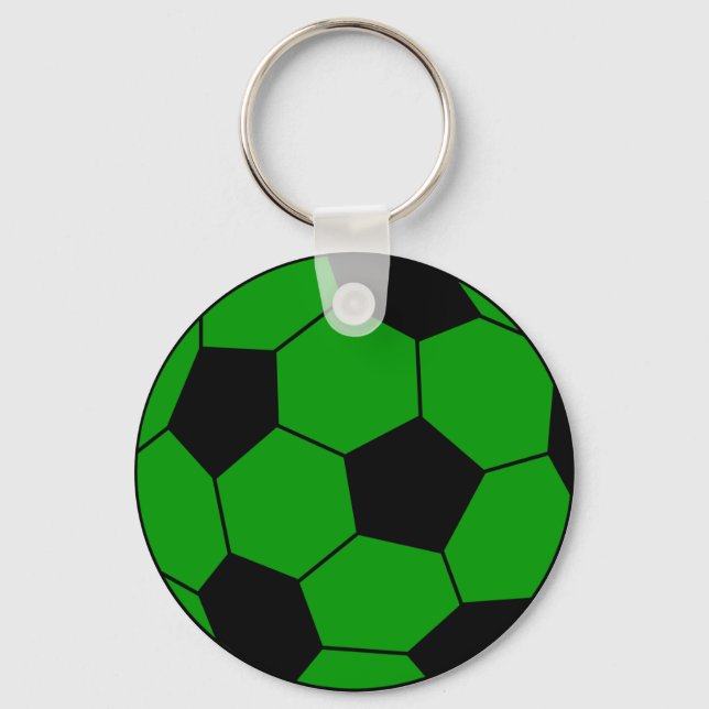 Soccer football green and black key ring (Front)
