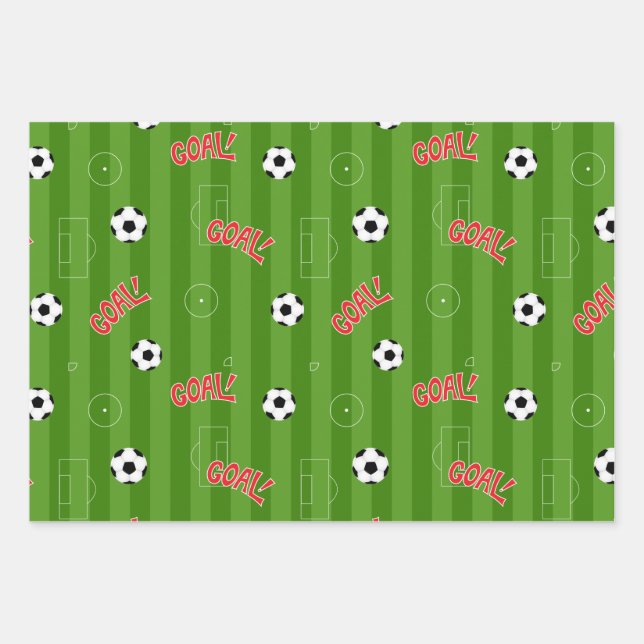 Soccer Football Green Sports Field Wrapping Paper Sheet (Front)