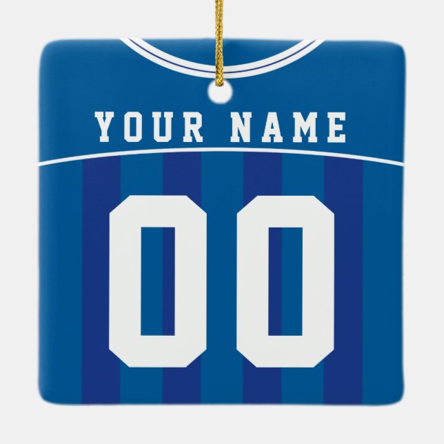 Soccer Football Jersey Name & Number Template Ceramic Tree Decoration (Back)