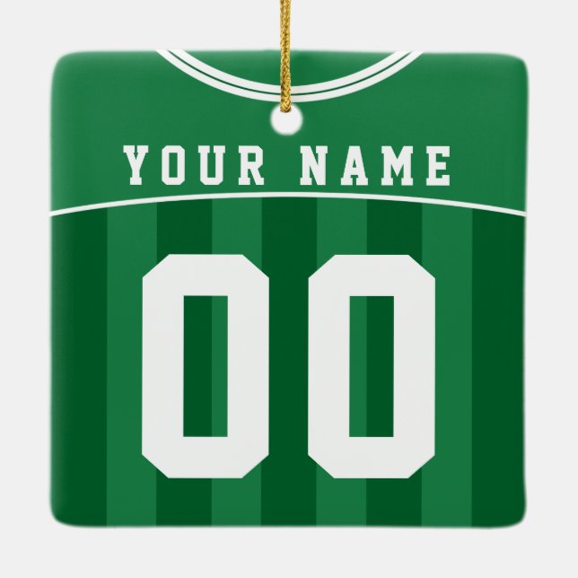 Soccer Football Jersey Name & Number Template Ceramic Tree Decoration (Back)